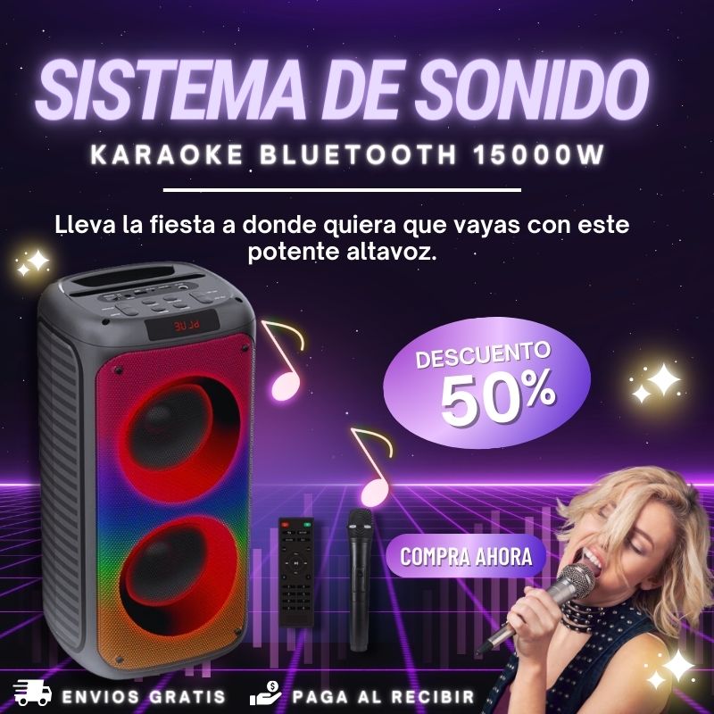 SISTEMA DE SONIDO KARAOKE BLUETOOTH 15000W