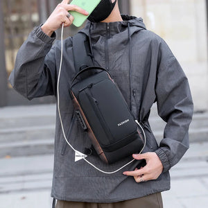 BOLSO CRUZADO DE LUJO IMPERMEABLE, CON CANDADO DE CLAVE Y USB PARA CARGA