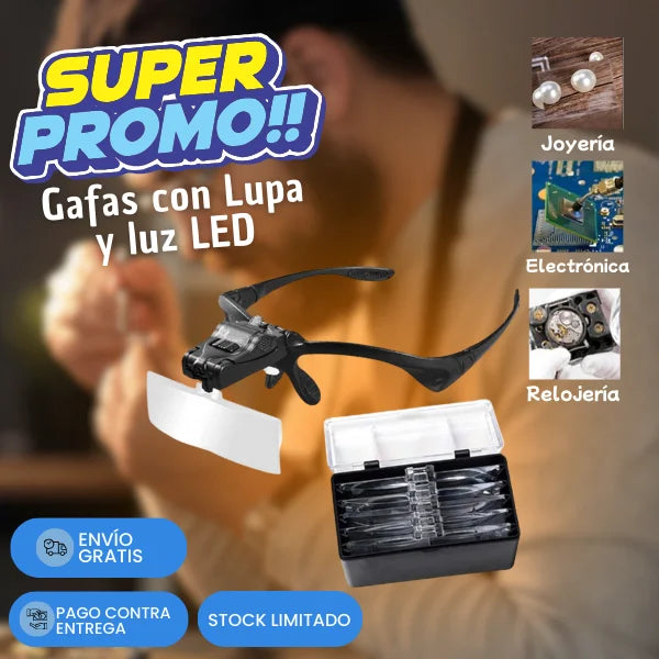 GAFAS LUPA CON LUZ LED