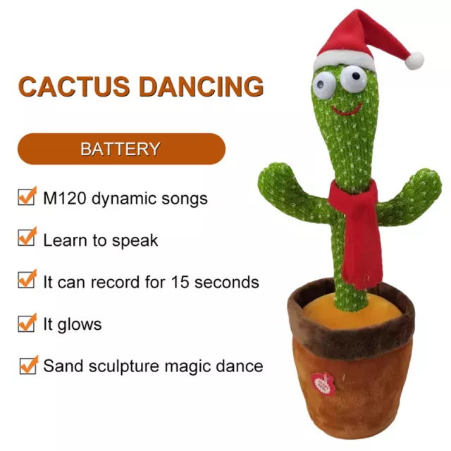 Cactus De Peluche Cantando 120 Canciones Bailando Y Girando Grabación Luminosa - 100xHobbies