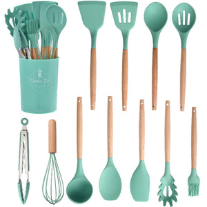 SET DE UTENSILIOS EN SILICONA PARA COCINA PROMOCION COLOR ROSADO 22 USD