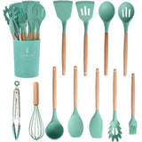 SET DE UTENSILIOS EN SILICONA PARA COCINA PROMOCION COLOR ROSADO 22 USD